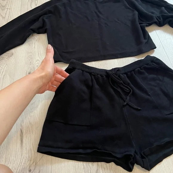 Women's Casual Long Sleeve Black Color Knit Pullover Sweatsuit 2 Piece Sz S - Picture 5 of 6